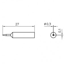 Паяльное жало Weller XNT 1SCNW (10 штук) в форме резца, хромированное 0,3x0,1 мм, 27 мм