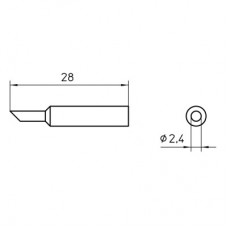 Паяльное жало Weller XNT BB 45° (10 штук) скругленное, скошенное, 45°, 2,4 мм, 28 мм